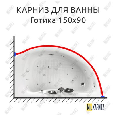 Карниз для ванны Aquatika Готика 150х90 Усиленный 20 мм MrKARNIZ