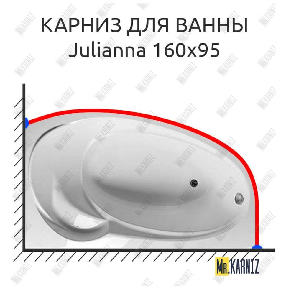 Карниз для ванны 1 MarKa Julianna 160х95 Усиленный 20 мм MrKARNIZ