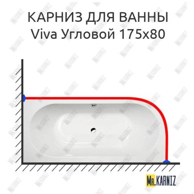 Карниз для ванны Alpen Viva Угловой 175х80 Усиленный 20 мм MrKARNIZ