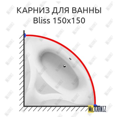 Карниз для ванны Am.Pm Bliss 150х150 Усиленный 20 мм MrKARNIZ