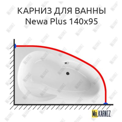 Карниз для ванны Excellent Newa Plus 140х95 Усиленный 20 мм MrKARNIZ